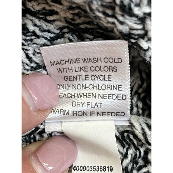 Dana Buchman Black/White‎ Cowl/Turtleneck Chunky Woven Long Sweater Sz Large - Picture 7 of 11